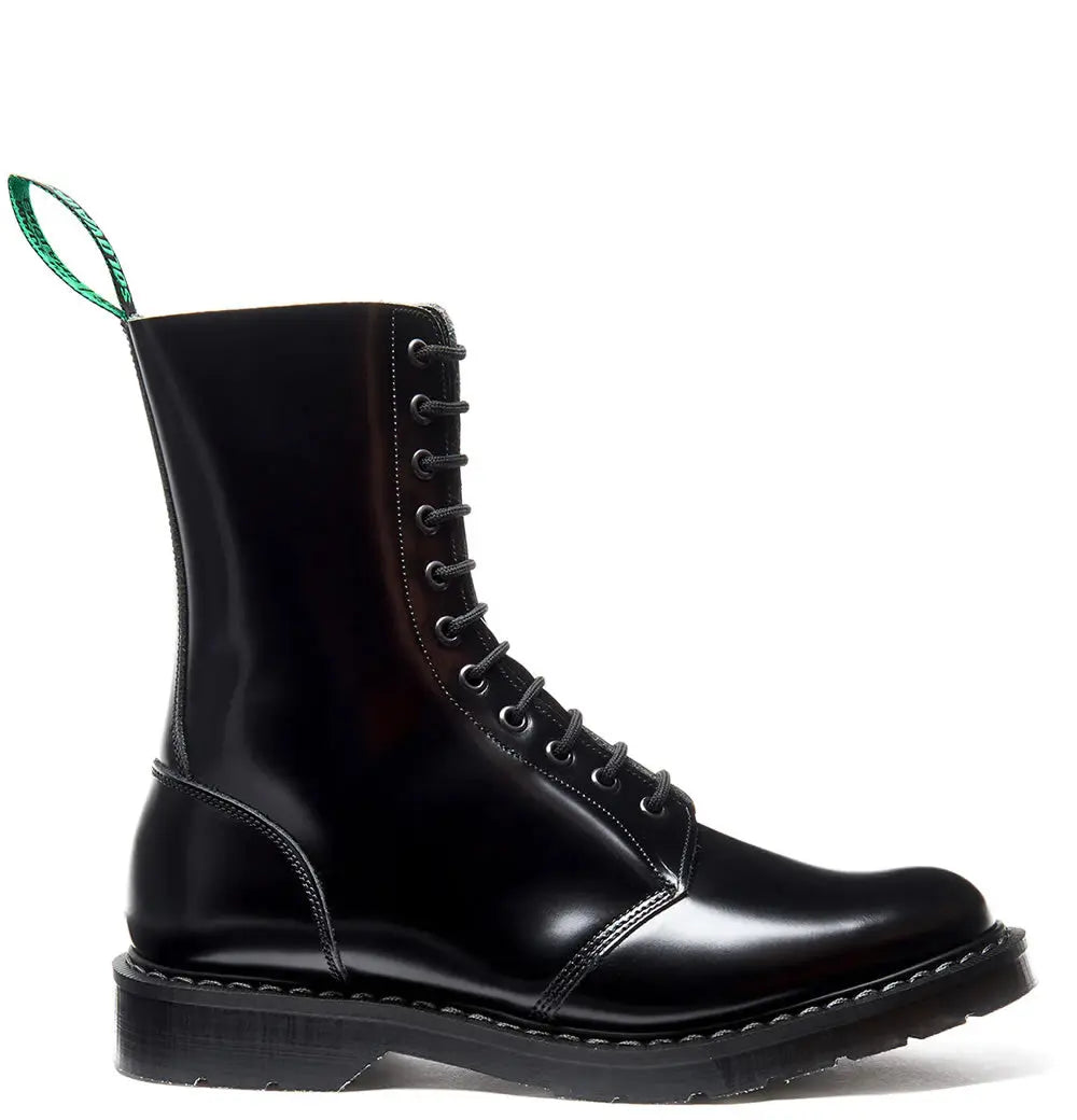 Solovair Astronaut Boot - 11 Eye Black Hi Shine Leather