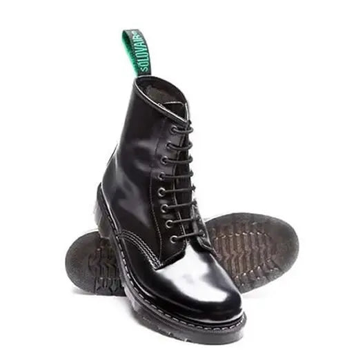 Solovair Derby Boot - Black Hi-Shine Leather