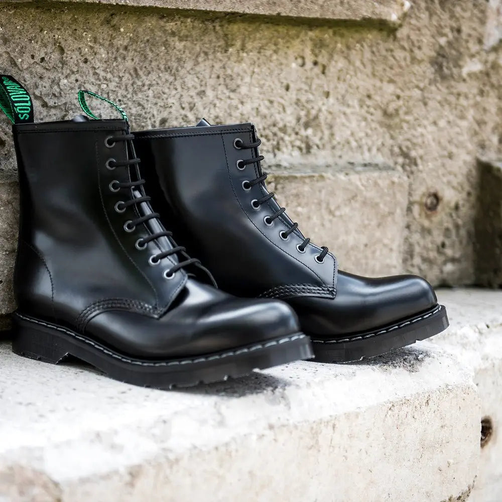 Solovair Derby Boot - Black Hi-Shine Leather