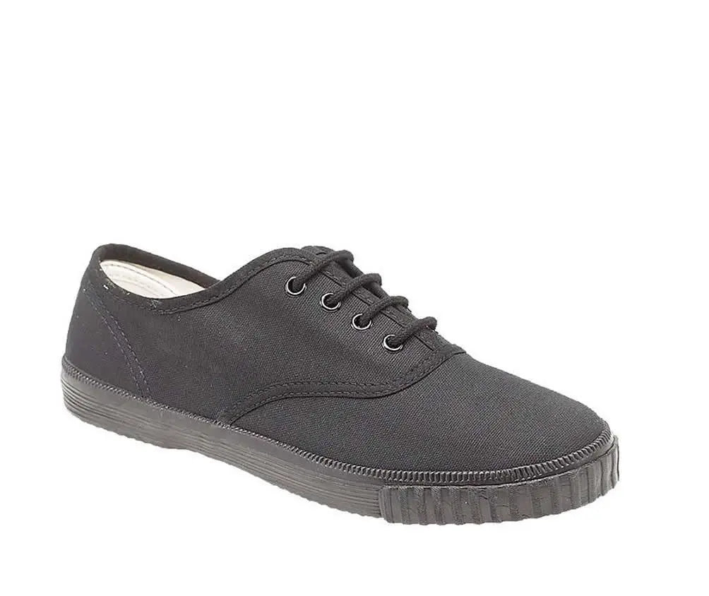 KBK Shoes - Black Lace-Up Plimsoll